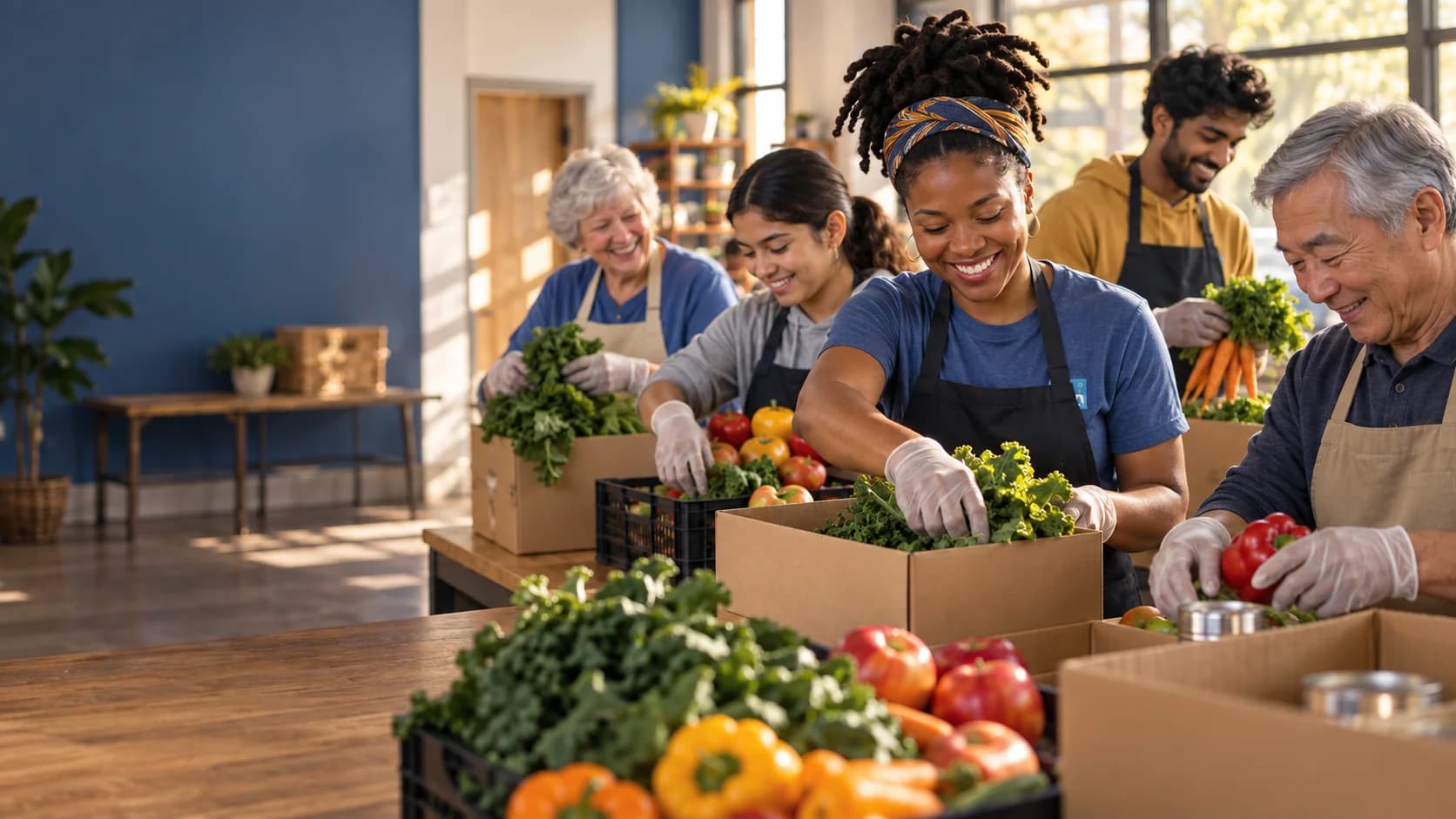 Volunteers working together to support their community